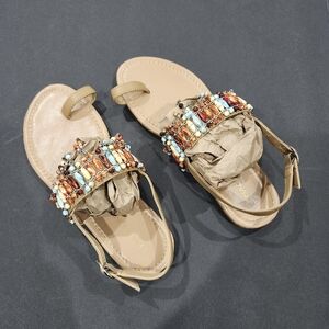Madeline Tan Beaded Flats